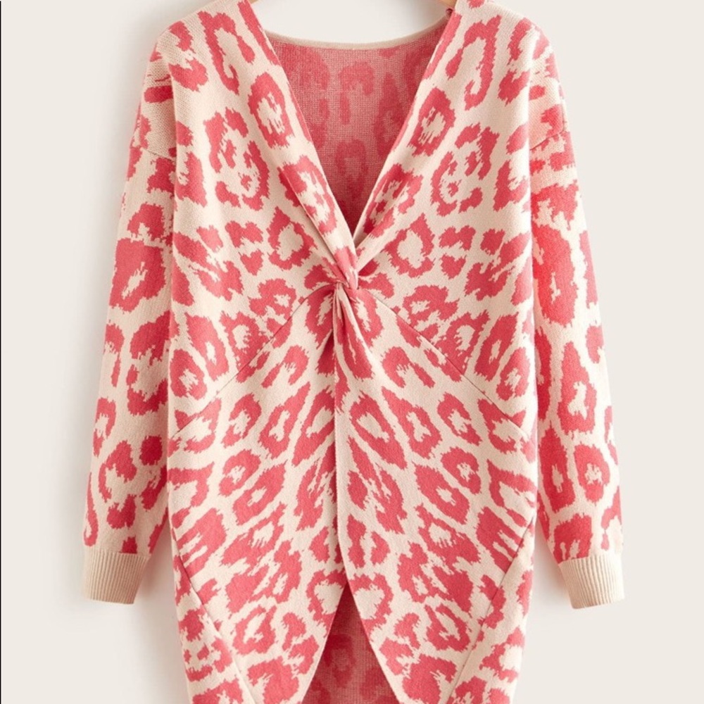 BN - 3x - Pink Leopard Knot/Twist Front Sweater